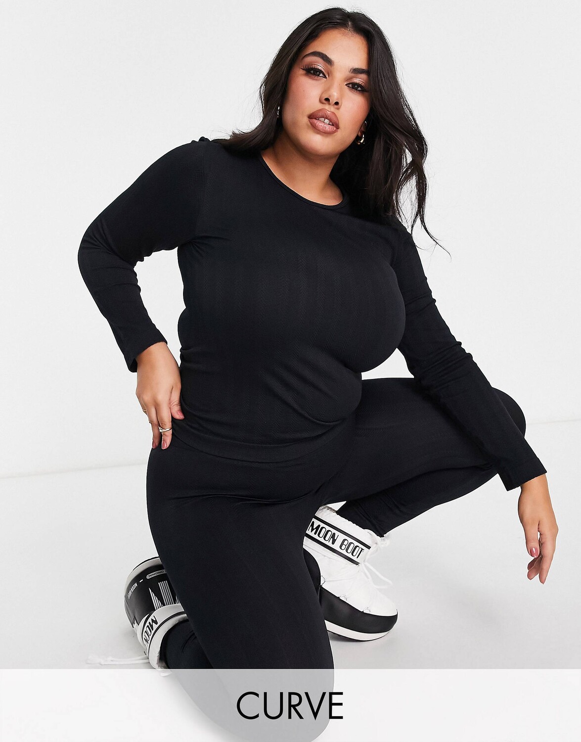 

Топ с длинными рукавами и базовым слоем ASOS 4505 Curve