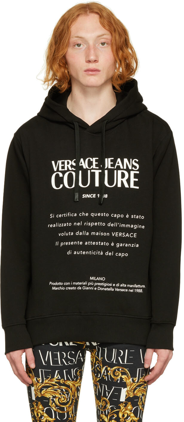 

Черная толстовка с капюшоном Versace Jeans Couture, Черный