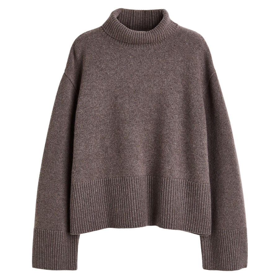 

Свитер H&M Premium Selection Oversized Turtleneck Wool-blend, темно-серый