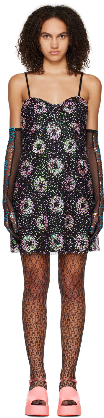 

Черное мини-платье с блестками Anna Sui