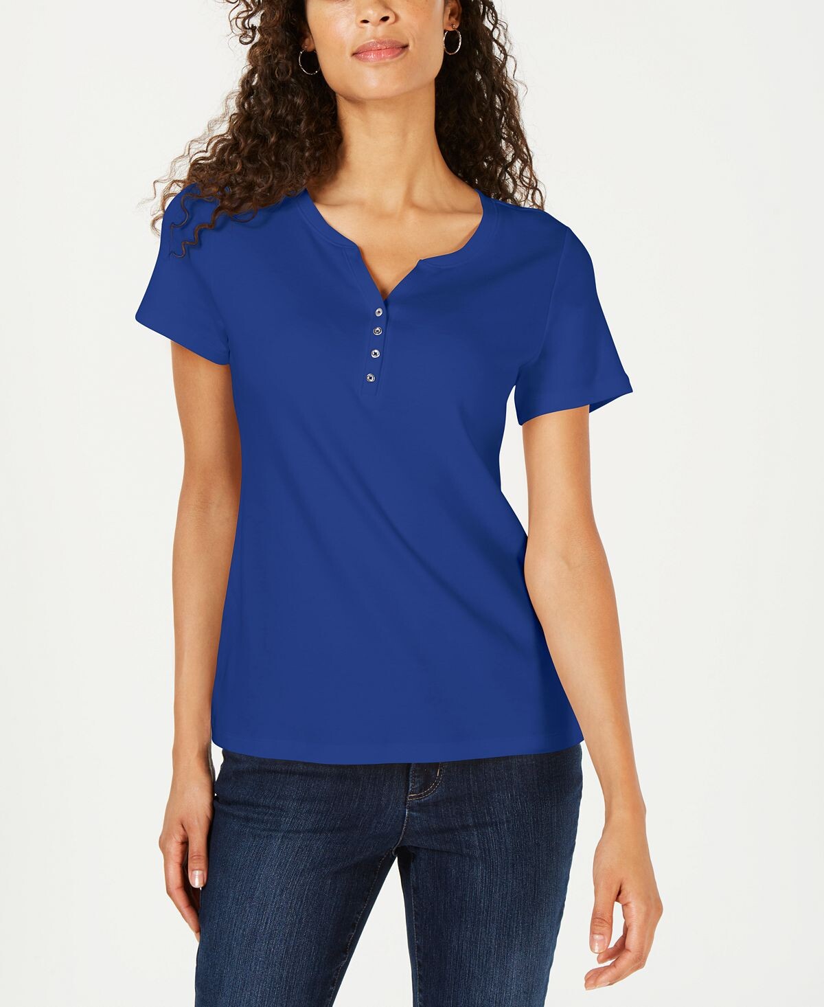 

Топ henley с короткими рукавами, созданный для macy's Karen Scott, мульти