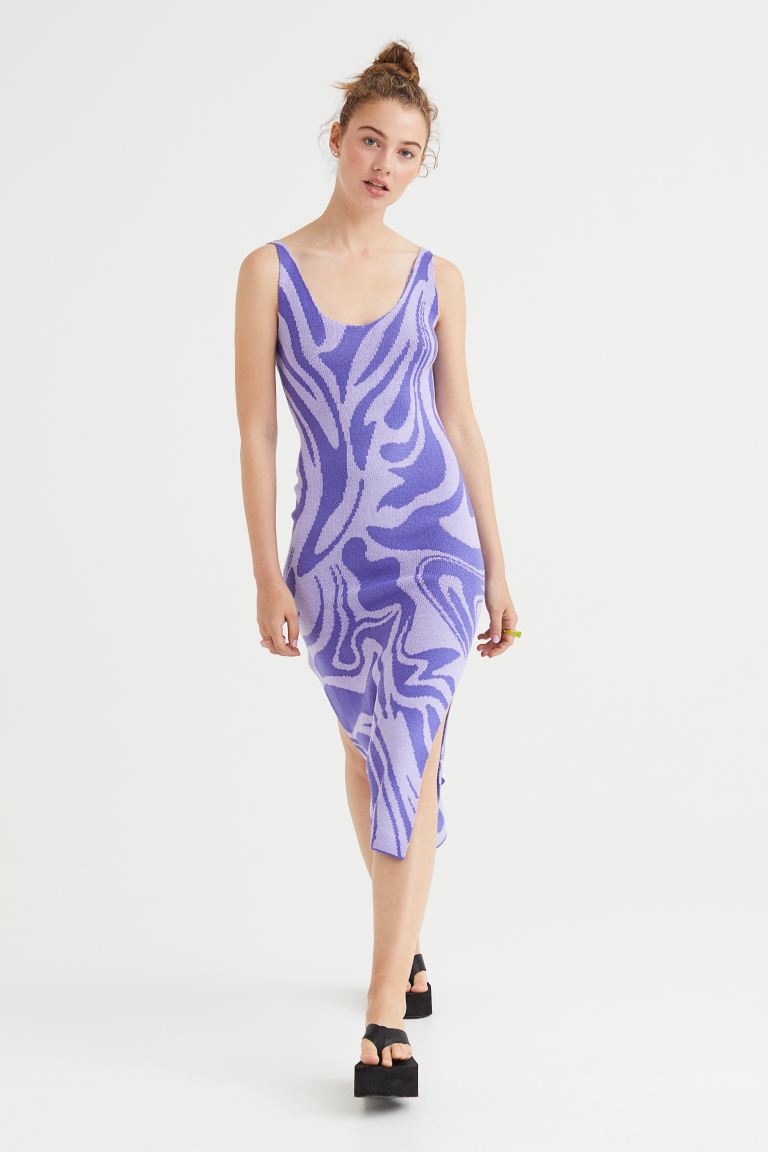 Вязаное платье H&M, фиолетовый/узор