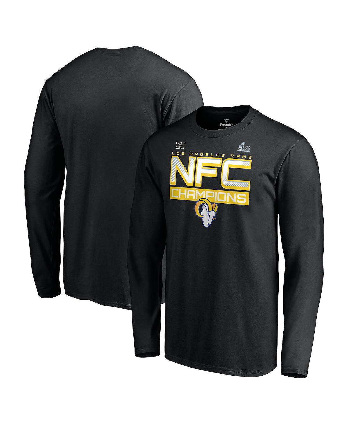Мужская фирменная черная футболка с длинным рукавом los angeles rams 2021 nfc champions iconic slant Fanatics, черный