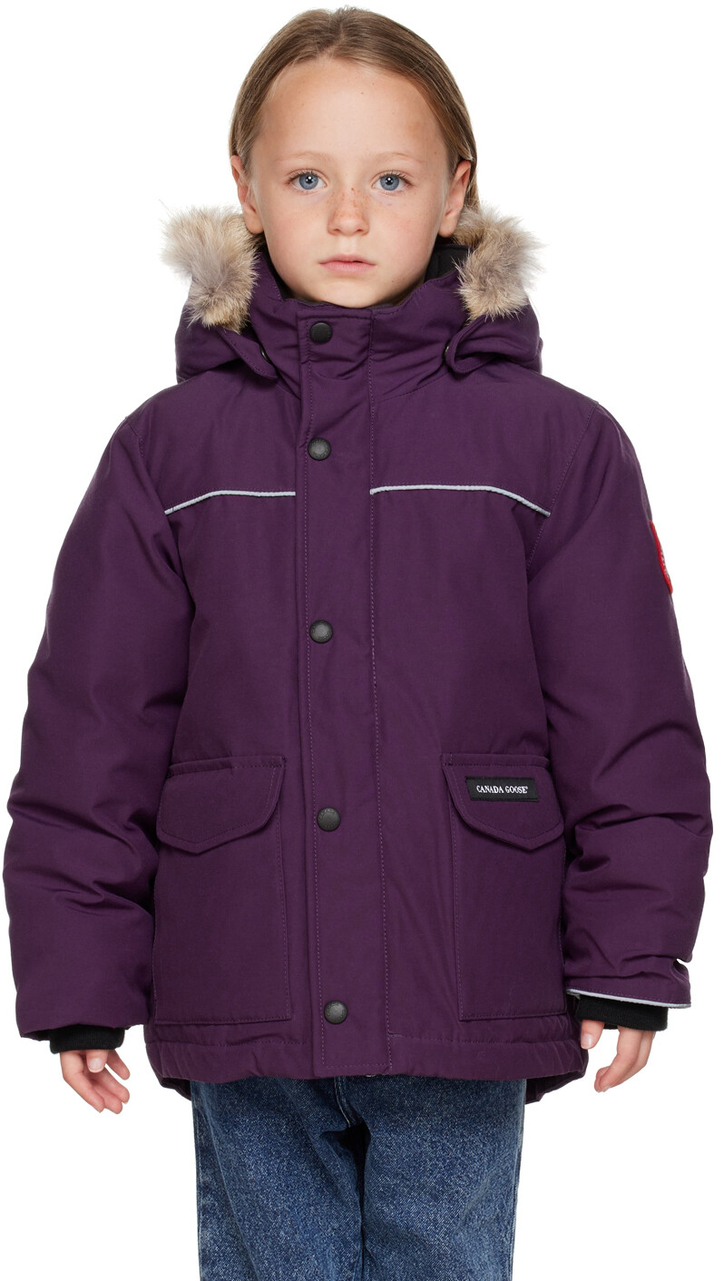 

Детский фиолетовый пуховик из рыси Canada Goose Kids