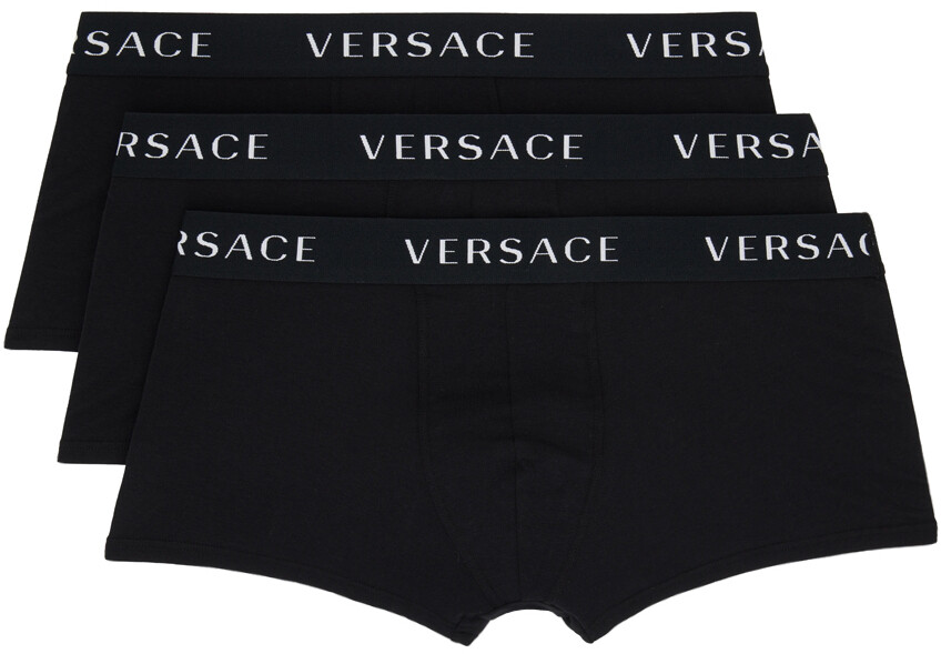 

Набор из трех черных боксеров с логотипом Versace Underwear