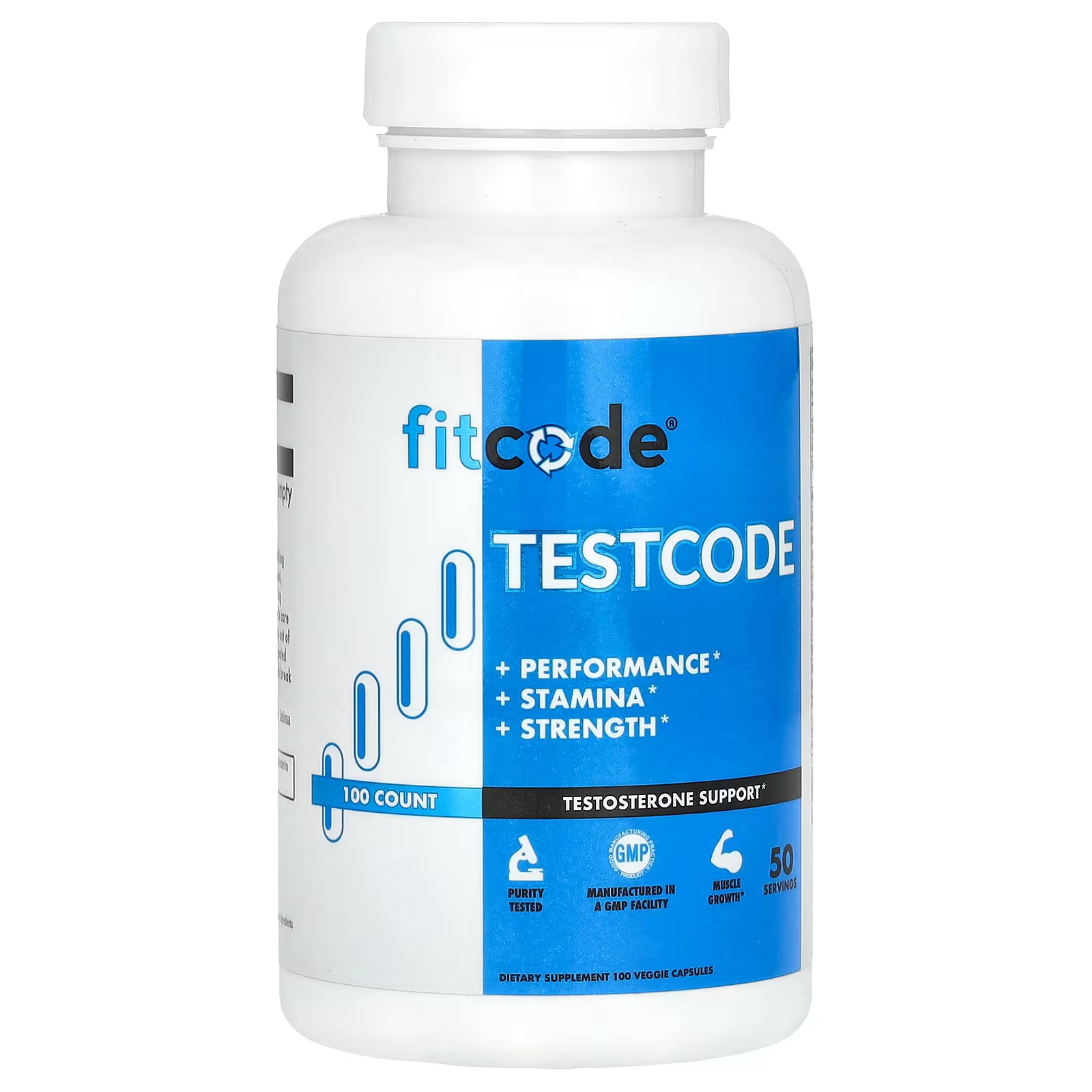 Пищевая добавка Fitcode Testcode, 100 растительных капсул пищевая добавка fitcode расторопша пятнистая 300 мг 60 растительных капсул