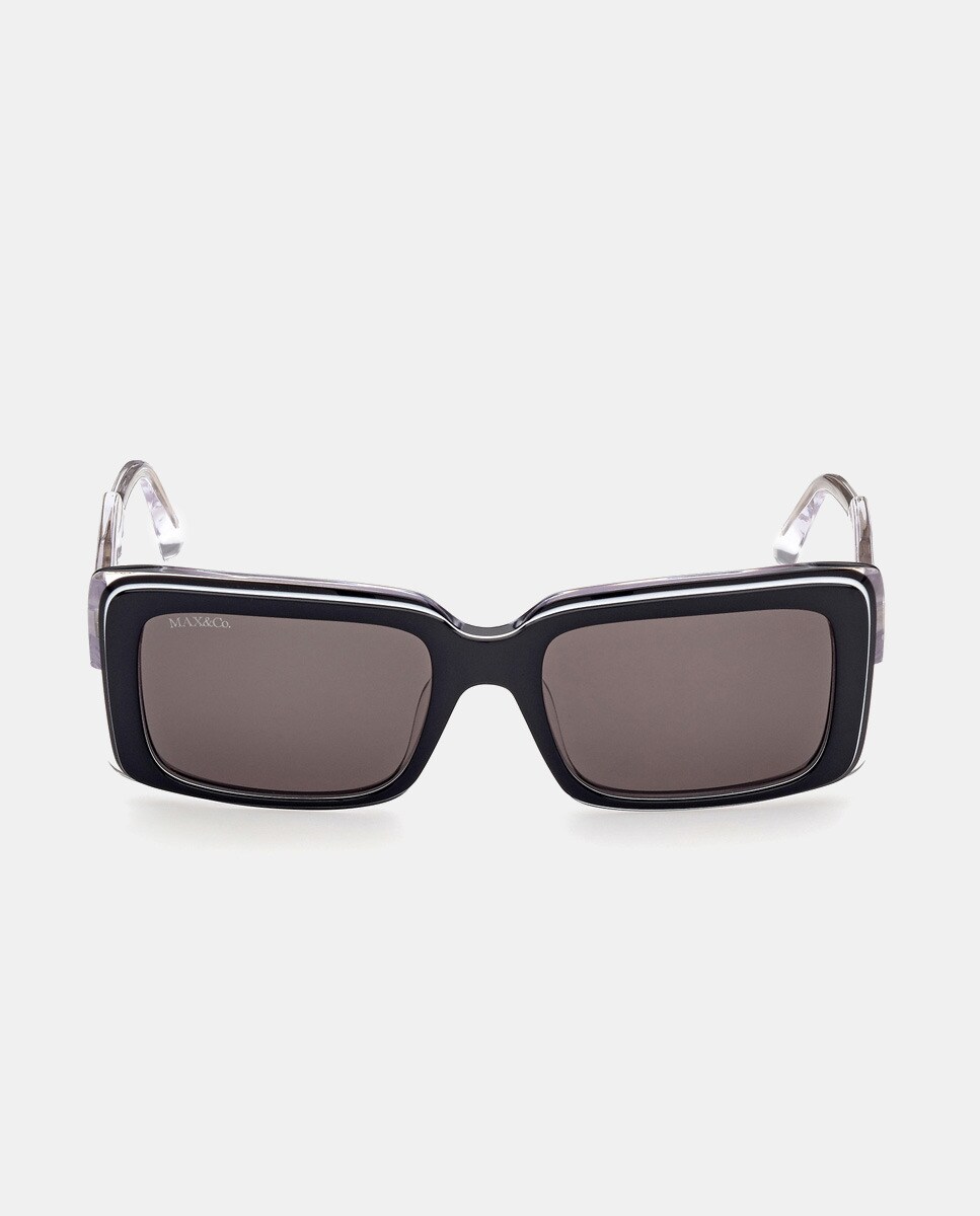 Прямоугольные солнцезащитные очки из ацетата черного цвета с контрастными дужками MAX&Co., черный