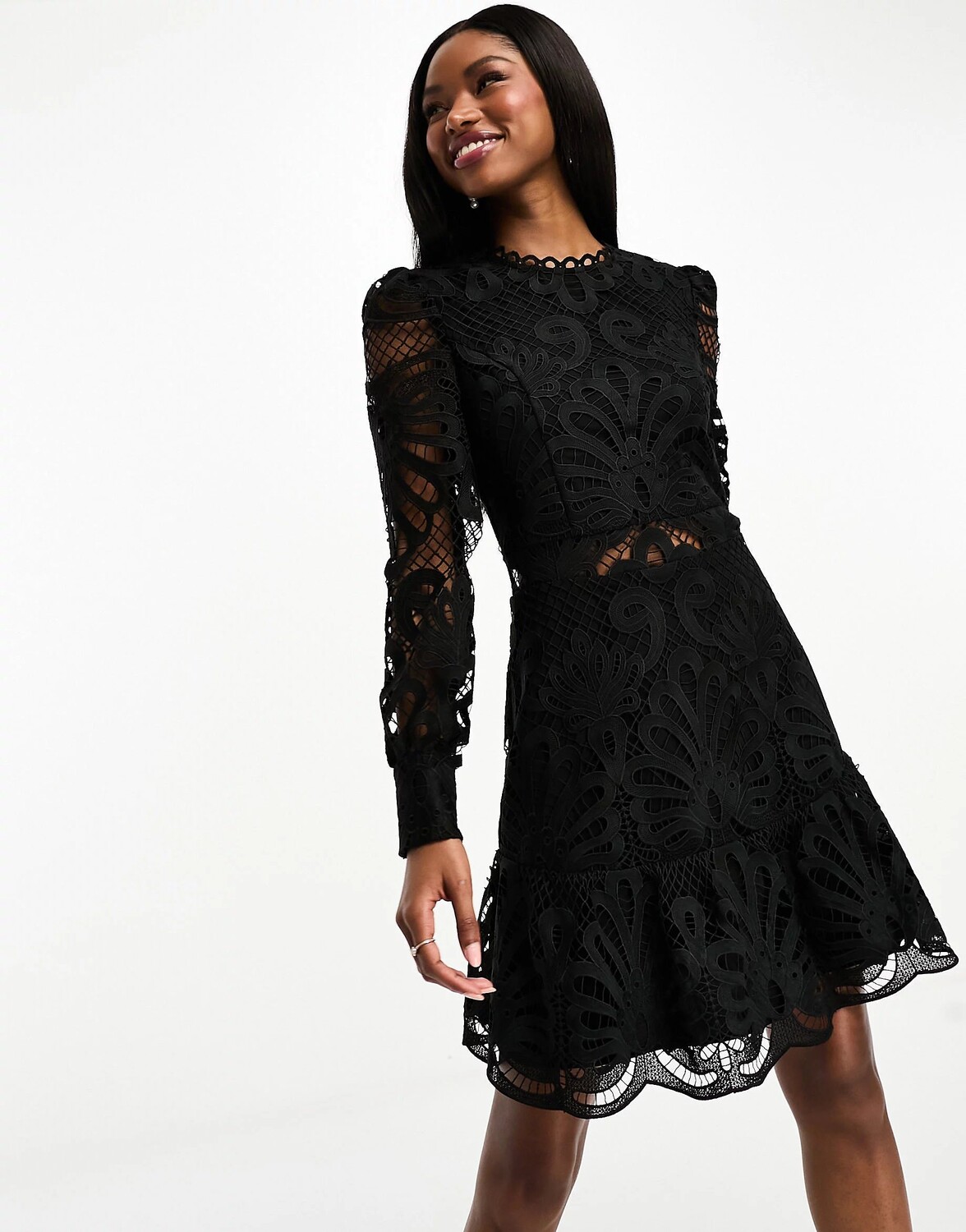 

Платье мини Morgan Premium Lace Applique, черный