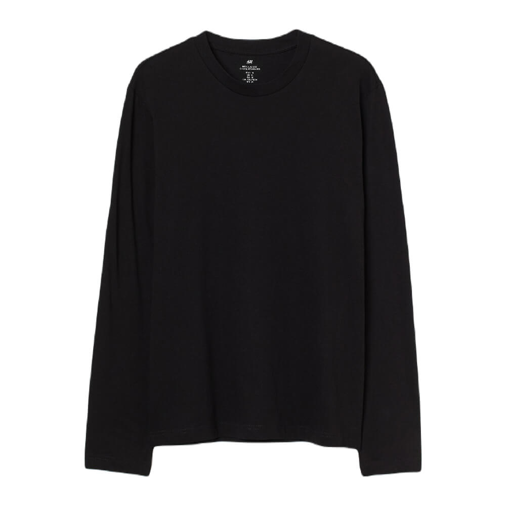 Лонгслив H&M Regular Fit Jersey, черный рубашка jumbo из хлопкового вельвета с длинными рукавами whistles бежевый