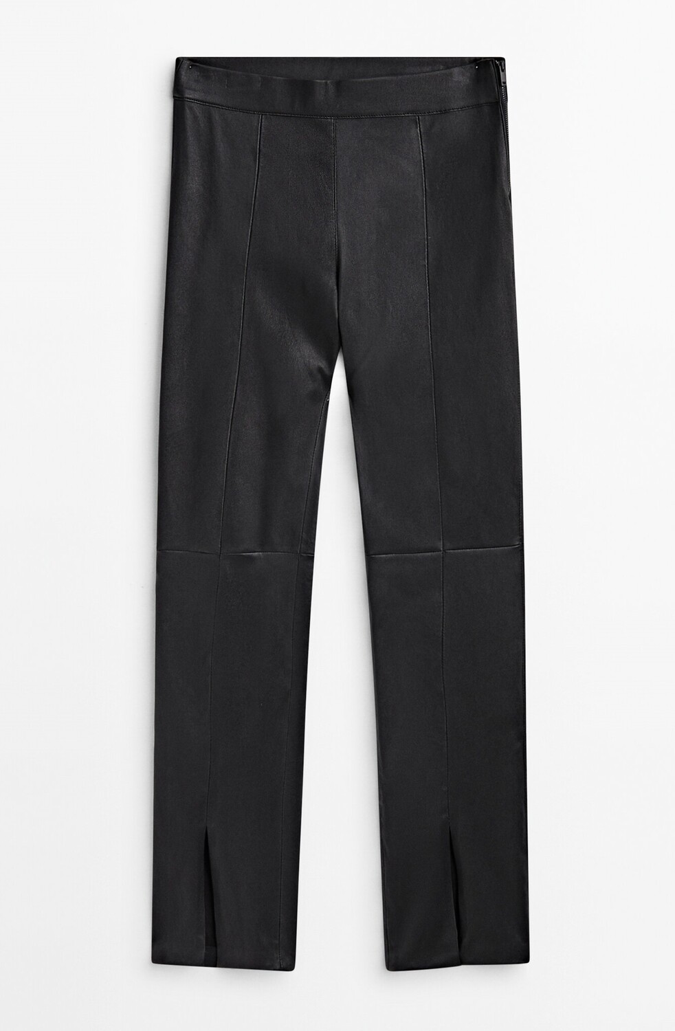 

Брюки Massimo Dutti Nappa Leather With Vents At The Hems, черный
