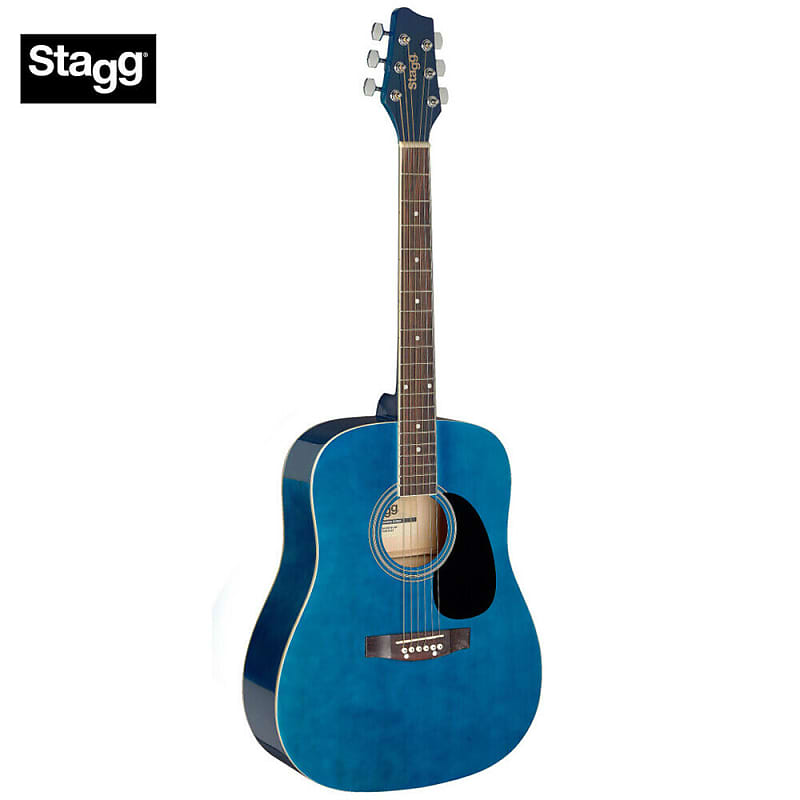 Акустическая гитара Stagg SA20D 3/4 BLUE Dreadnought Cutaway Basswood Top Nato Neck 6-String Acoustic Guitar акустическая гитара stagg sa20d black 3 4 acoustic guitar