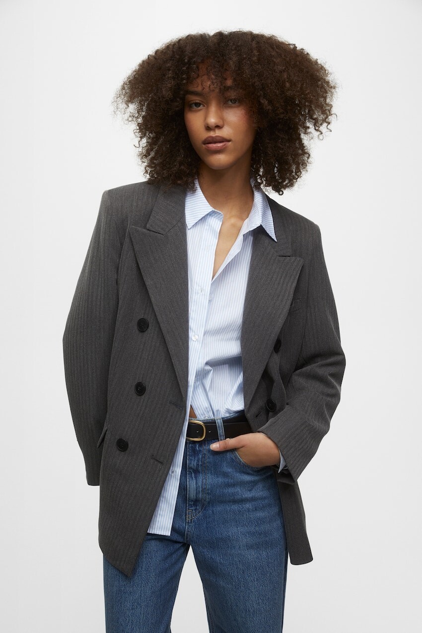 

Блейзер свободного кроя оверсайз Pull&Bear, черный