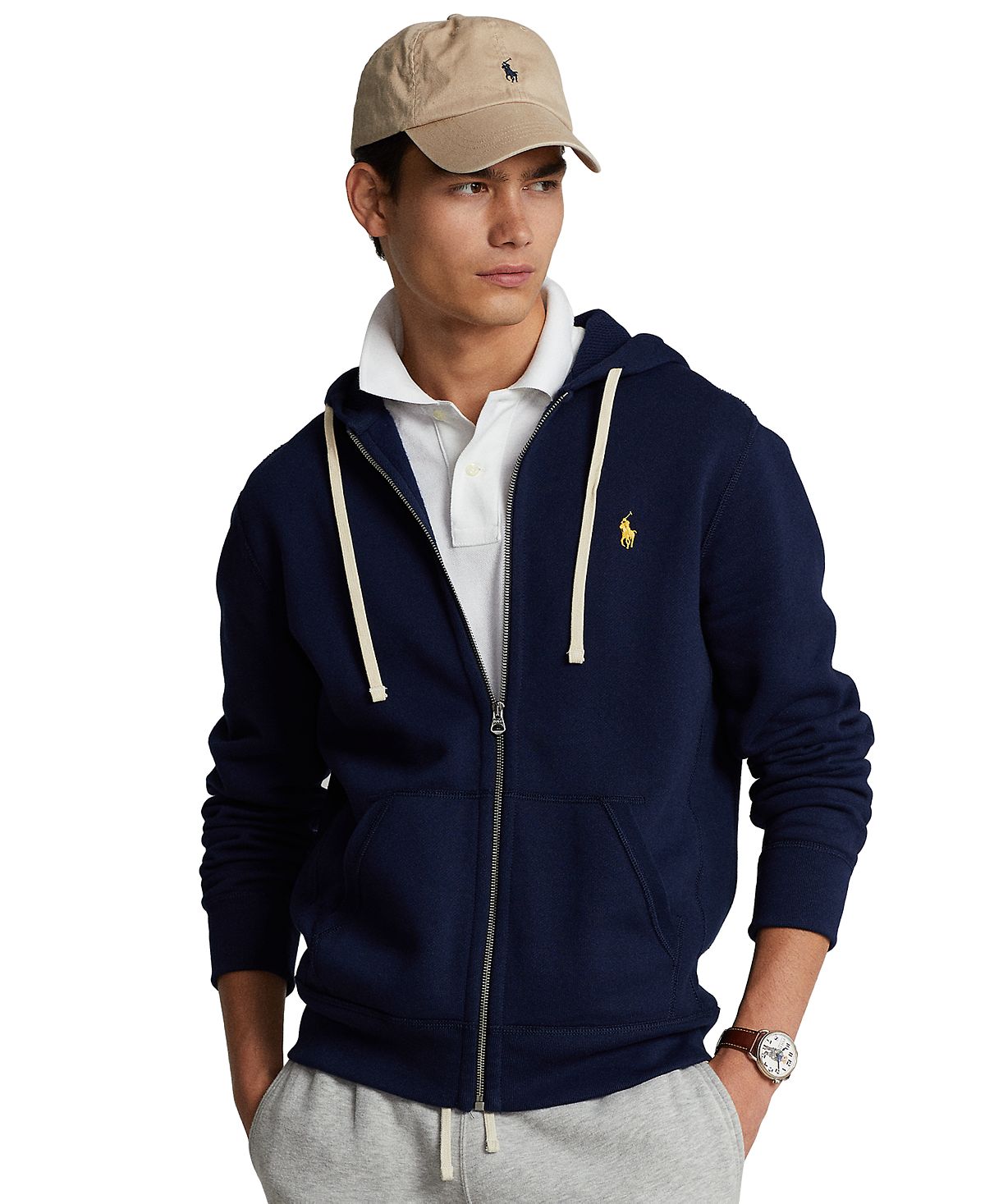 цена Фирменная мужская флисовая толстовка с капюшоном Polo Ralph Lauren, мульти