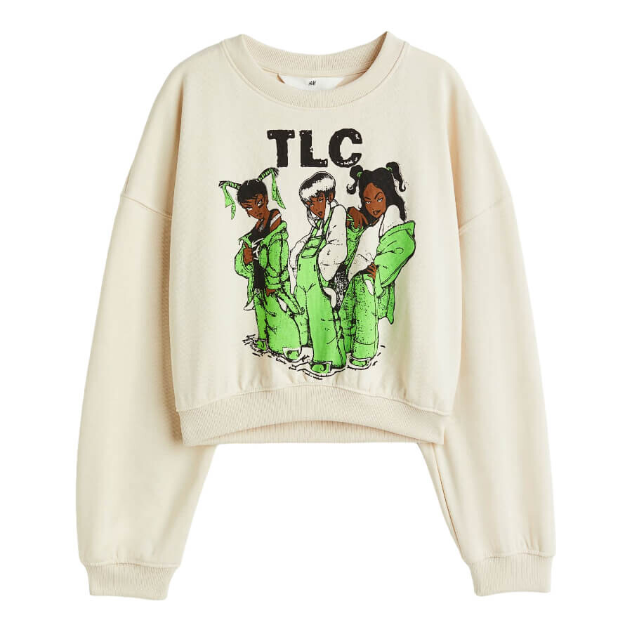 

Свитшот H&M TLC Boxy Printed, натуральный белый