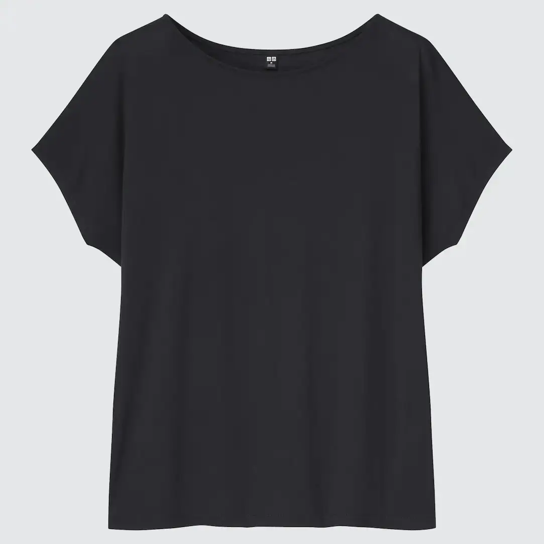 

Футболка Uniqlo Drape Boat Neck, чёрный