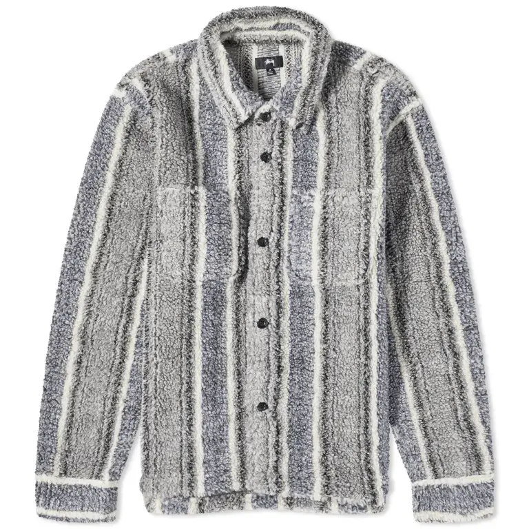 

Рубашка Stussy Stripe Sherpa, серый