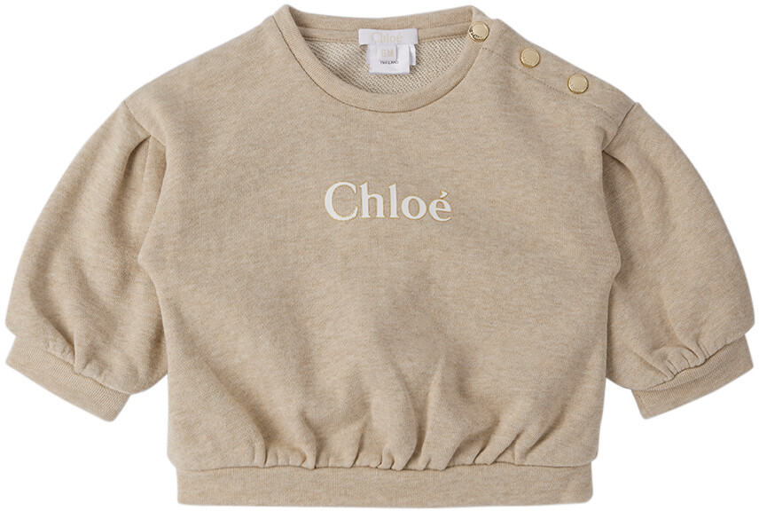 

Детская бежевая толстовка с круглым вырезом Chloé