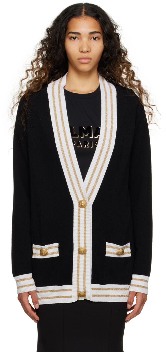 

Черный свободный кардиган Balmain