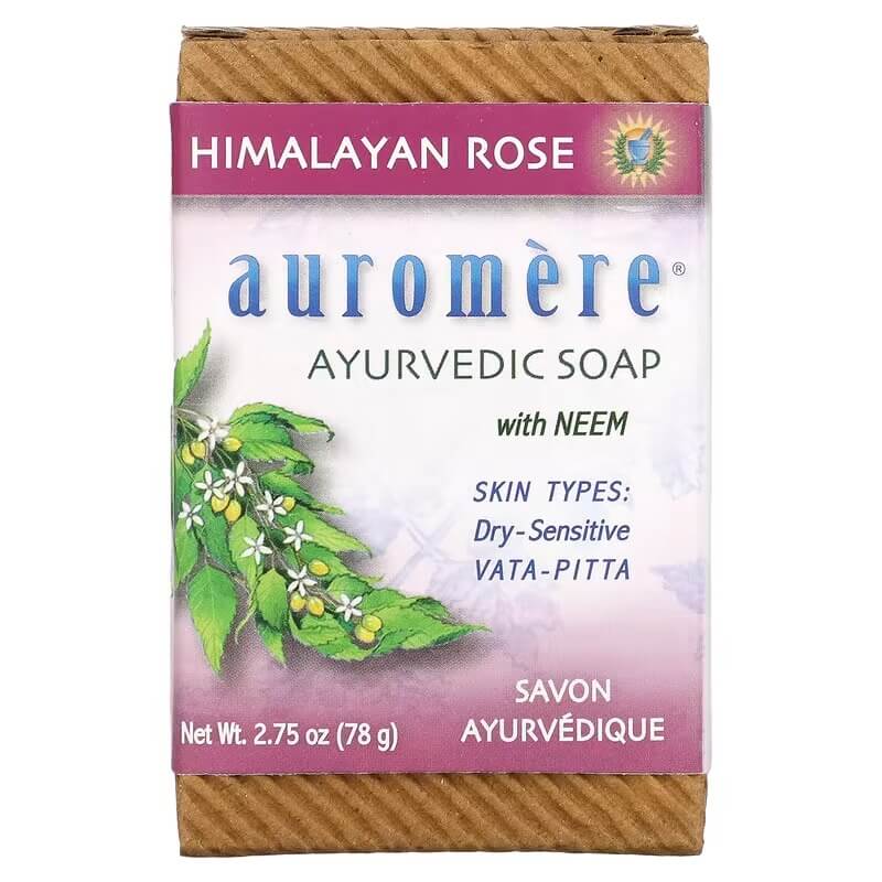 Аюрведическое твердое мыло Auromere с нимом и гималайской розой, 78 гр auromere аюрведическое мыло с нимом гималайская роза 78 г 2 75 унции