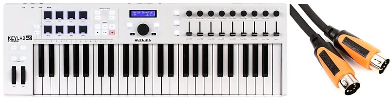 

Комплект 49-клавишного контроллера клавиатуры Arturia KeyLab Essential 49 с MIDI-кабелем Roland RMIDI-B3 Black Series — 3 фута Arturia + Roland 230521=1 RMIDI-B3=1