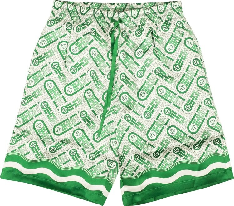 

Шорты Casablanca Silk Shorts With Drawstrings 'Green Ping Pong Monogram', зеленый