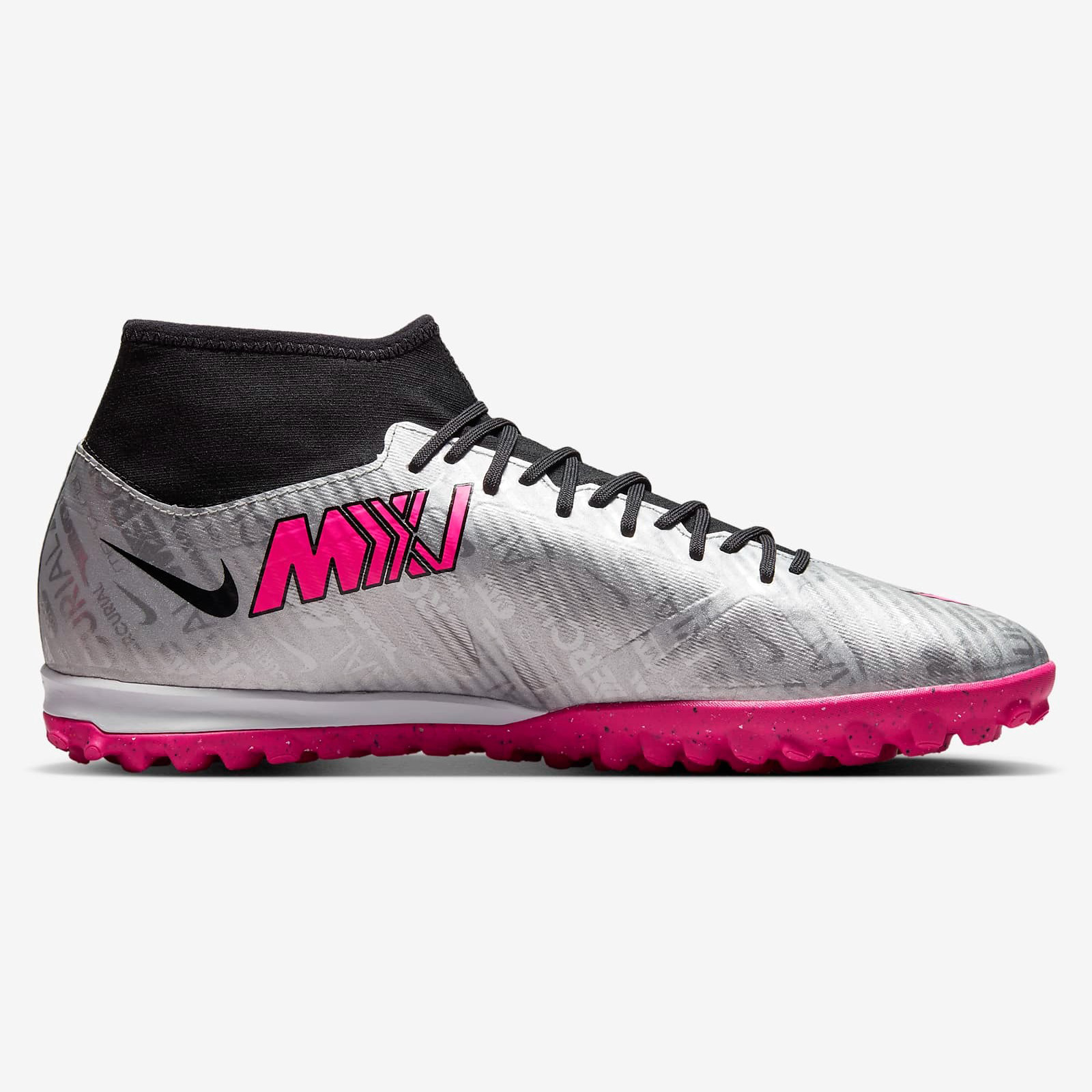 бутсы nike mercurial superfly 7 academy mds tf ps белый черный Бутсы Nike Zoom Mercurial Superfly 9 Academy XXV TF Turf Soccer, серебристый/мультиколор