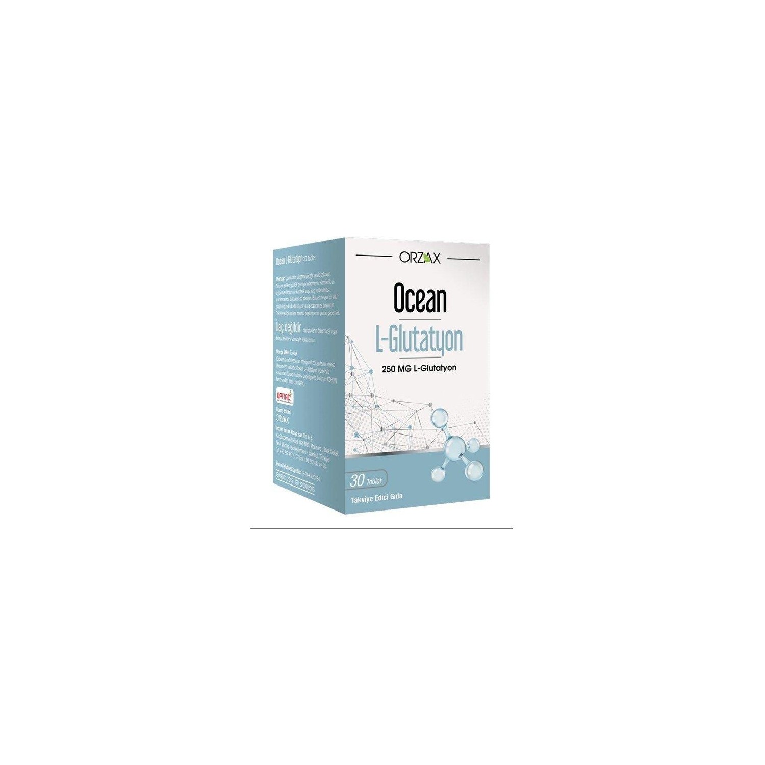 L-глутатион Orzax Ocean 250 мг, 30 таблеток пищевая добавка nature s way smart q10 апельсин 100 мг 30 жевательных таблеток