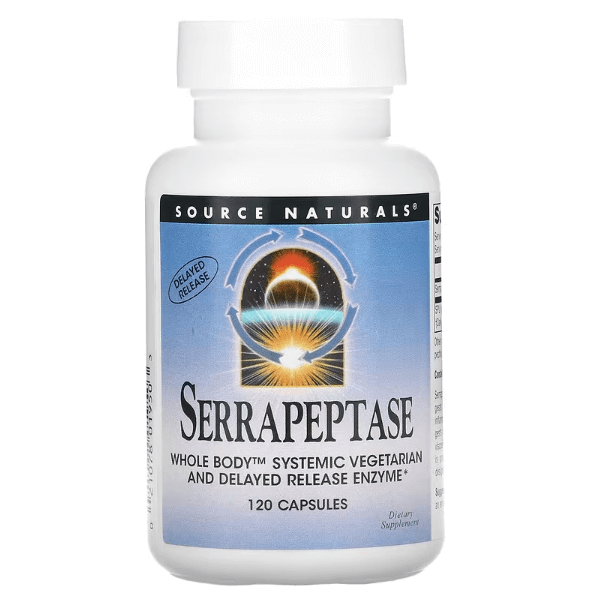 Серрапептаза, 120 капсул, Source Naturals doctor s best высокоэффективная серрапептаза 120