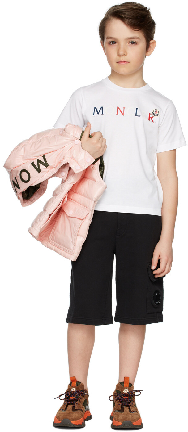 

Детская белая хлопковая футболка Moncler Enfant, Белый