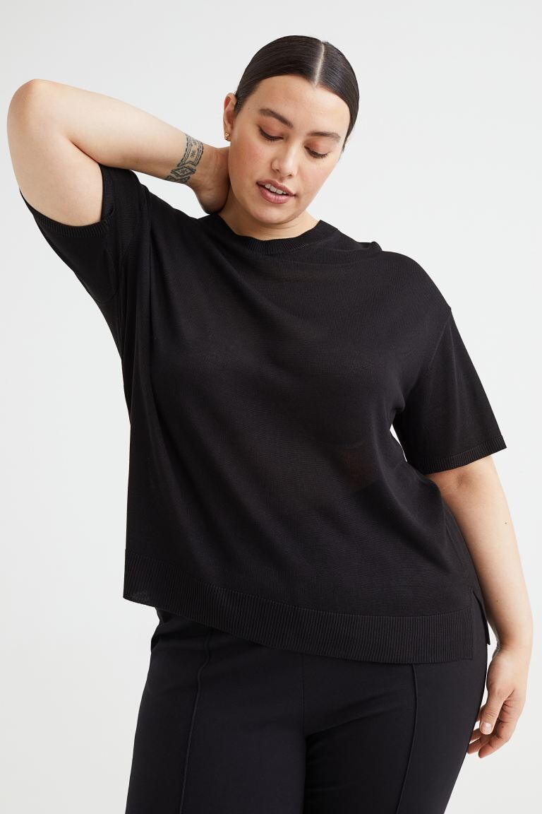 

H&M+ Трикотажная футболка, черный