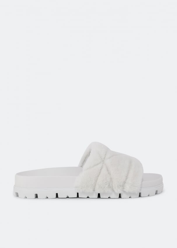 

Шлепанцы PRADA Shearling slides, белый
