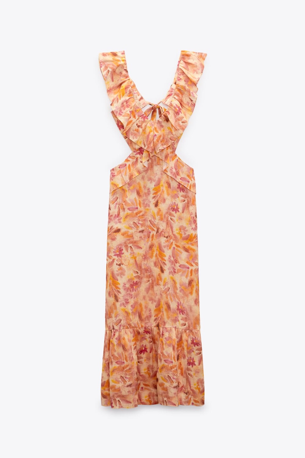 

Платье Zara Ruffled Midi, мультиколор