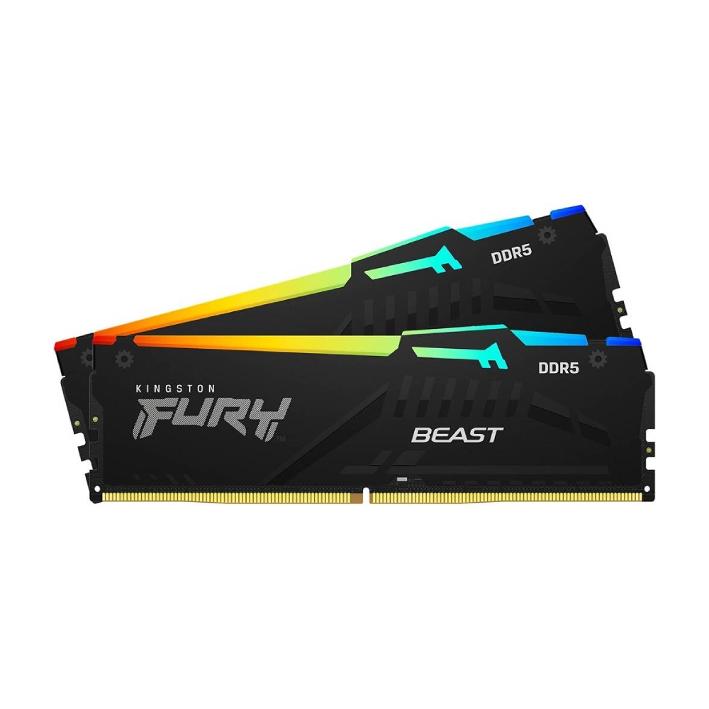 Оперативная память Kingston Fury Beast RGB, 32 Гб DDR5 (2x16 Гб), 5600 МГц, KF556C36BBEAK2-32, черный оперативная память kingston fury beast rgb 16 гб ddr5 2x8 гб 5600 мгц kf556c36bbeak2 16 черный