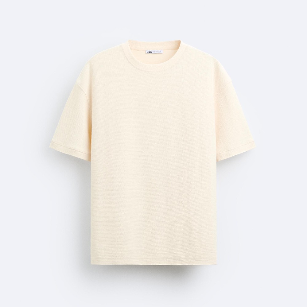 Футболка Zara Rustic Textured, кремовый футболка zara textured кремовый
