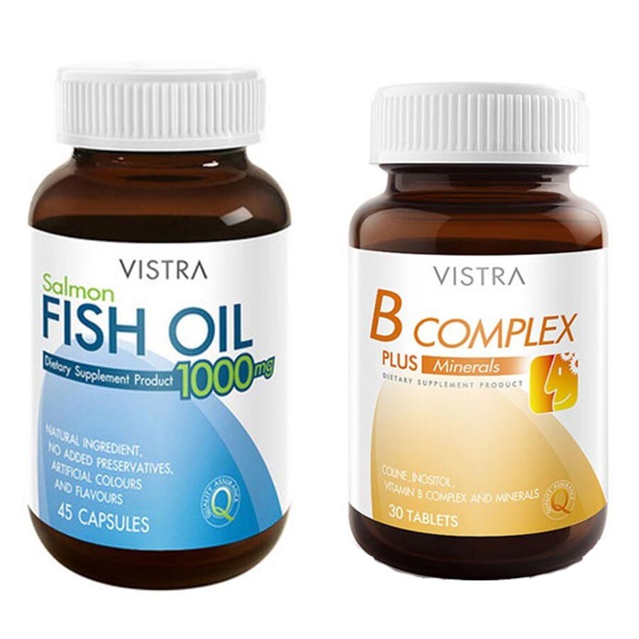 

Набор пищевых добавок Vistra Salmon Fish Oil + B-complex Plus Mineral, 2 банки 45 капсул + 30 таблеток