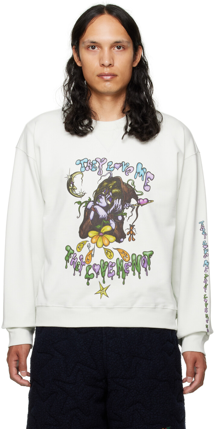 

Голубая толстовка Will Sheldon Edition с надписью They Love Me, They Love Me Not. Sky High Farm Workwear, Синий, Голубая толстовка Will Sheldon Edition с надписью They Love Me, They Love Me Not. Sky High Farm Workwear