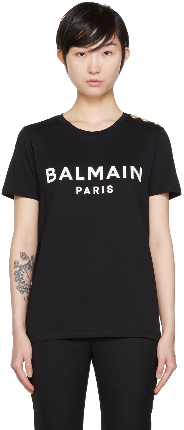 

Черная футболка из органического хлопка Balmain