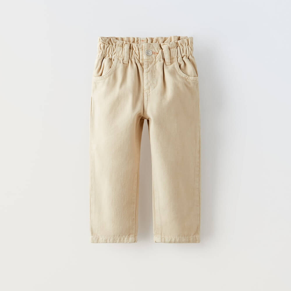 

Брюки для девочек Zara Paperbag, экрю