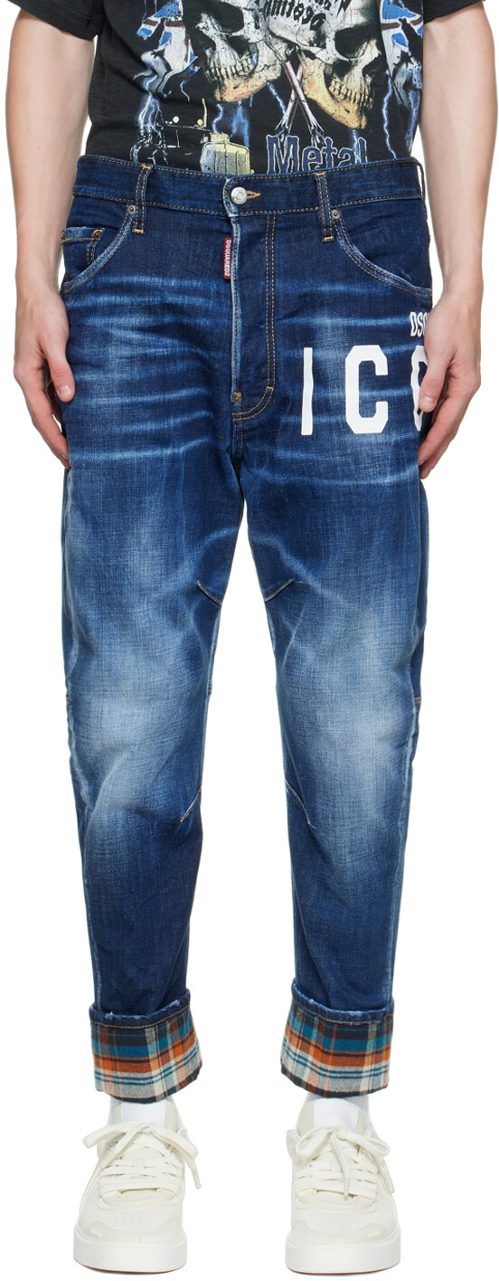 

Темно-синие джинсы в стиле милитари Icon Dsquared2