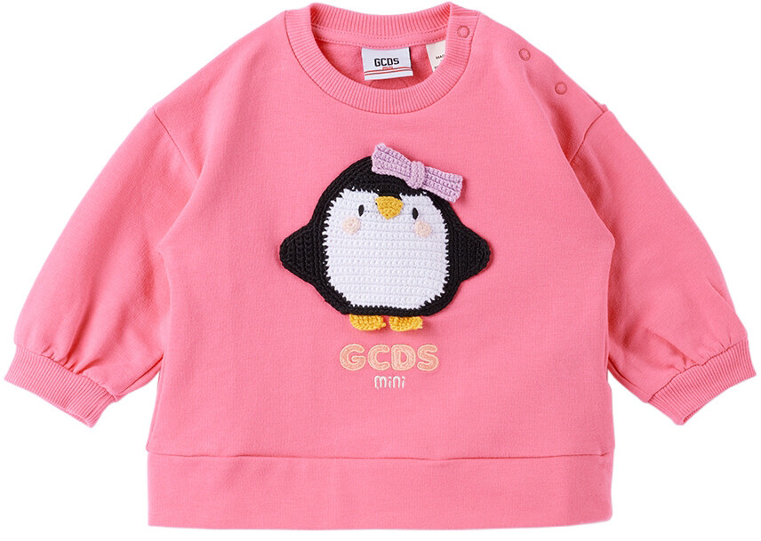 

Детская розовая толстовка с пингвином GCDS Kids