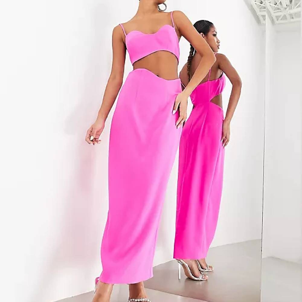 Платье Asos Edition Strappy Midi, розовый платье asos edition sequined wrap ярко розовый