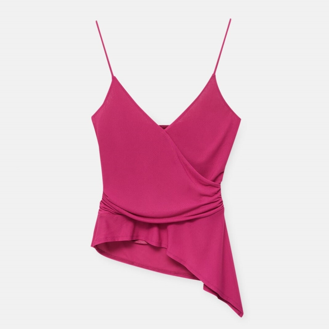 

Топ Pull&Bear Asymmetric Crossover Neckline, ярко-розовый