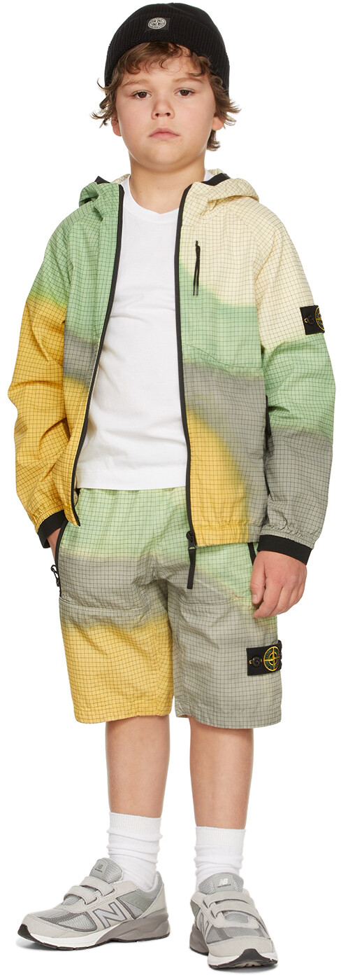 

Детская желто-зеленая куртка с аэрографом Stone Island Junior, Зеленый, Детская желто-зеленая куртка с аэрографом Stone Island Junior