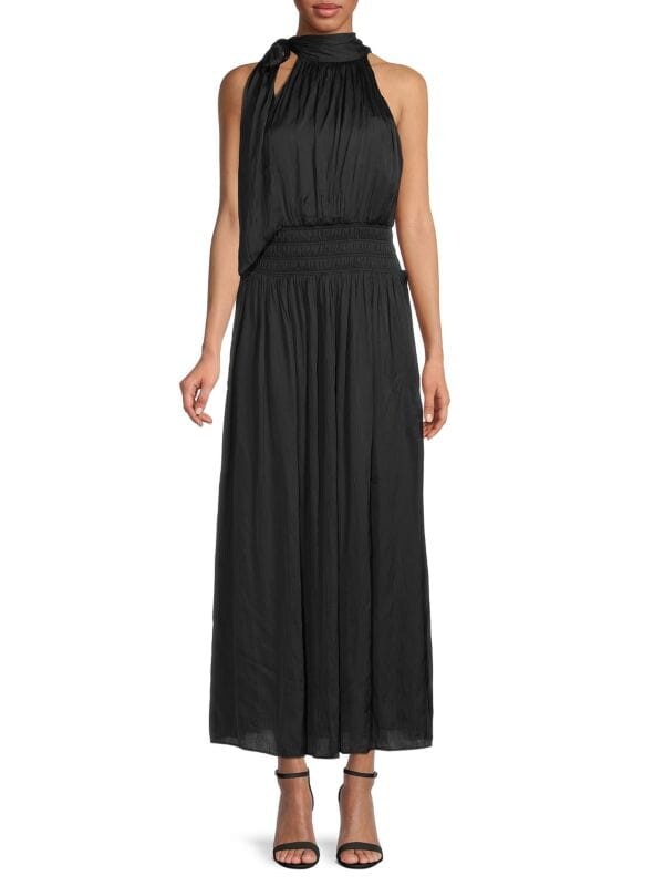 

Платье макси с завязками на шее BCBGMAXAZRIA Black