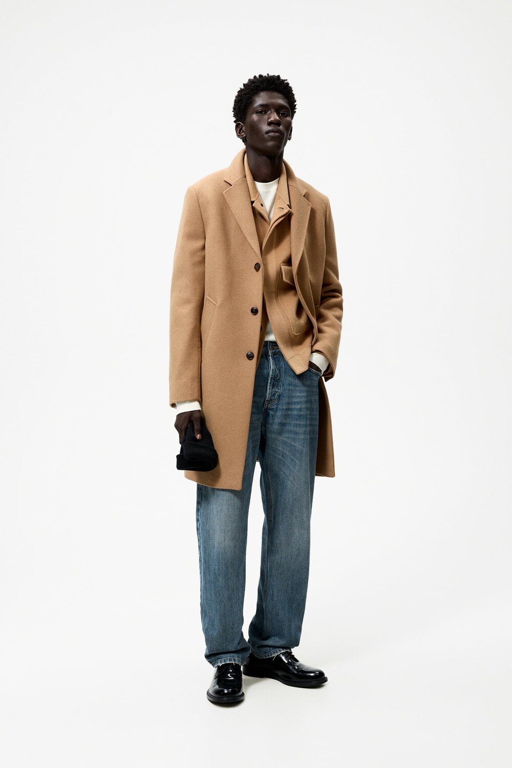 

Пальто из смешанной шерсти ZARA, кэмел