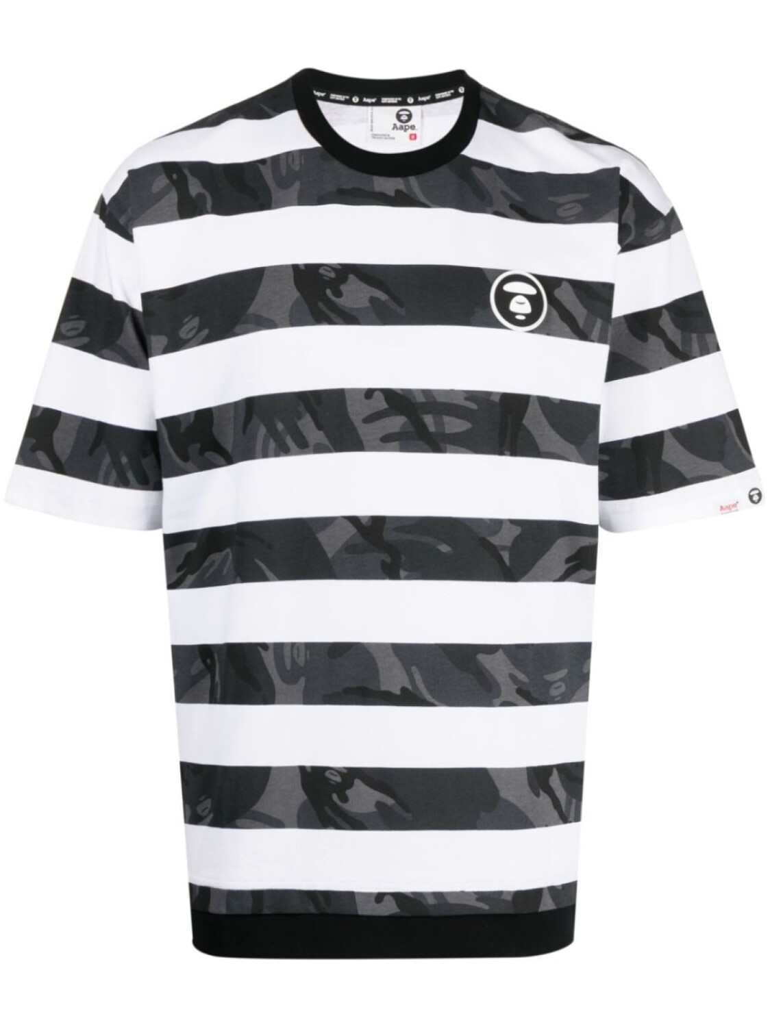 

AAPE BY *A BATHING APE полосатая футболка с логотипом, черный