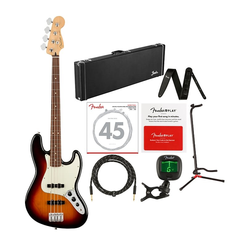 

Fender Player 4-String Jazz Electric Bass (3 цвета Sunburst, гриф Pau Ferro, правая рука, комплект премиум-класса) Fender Player 4-String Jazz Electric Bass (3 Color Sunburst, Premium Bundle)