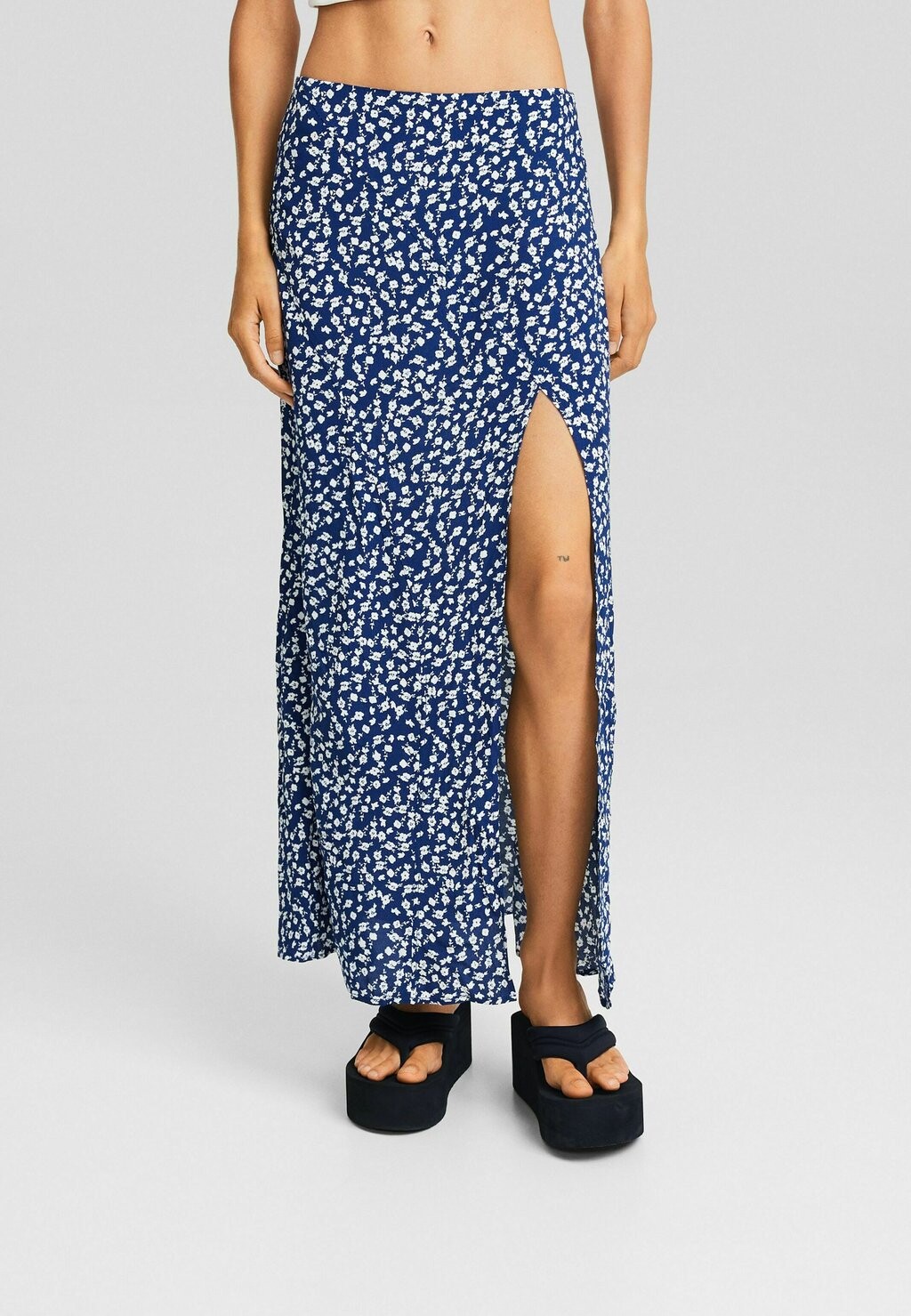 

Юбка с запахом Print Seamed Bershka, цвет royal blue