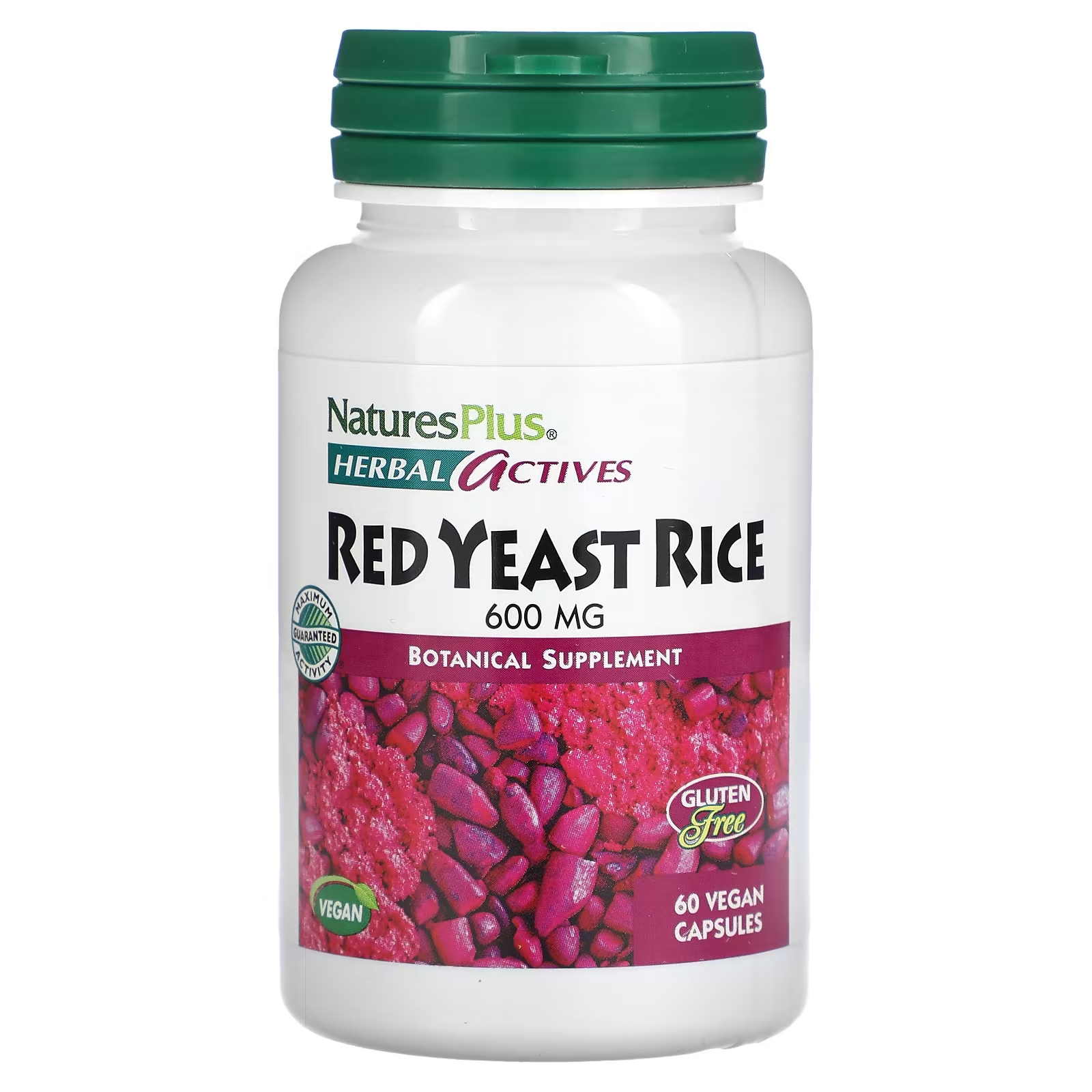 Красный дрожжевой рис NaturesPlus Herbal Actives, 600 мг, 60 веганских капсул