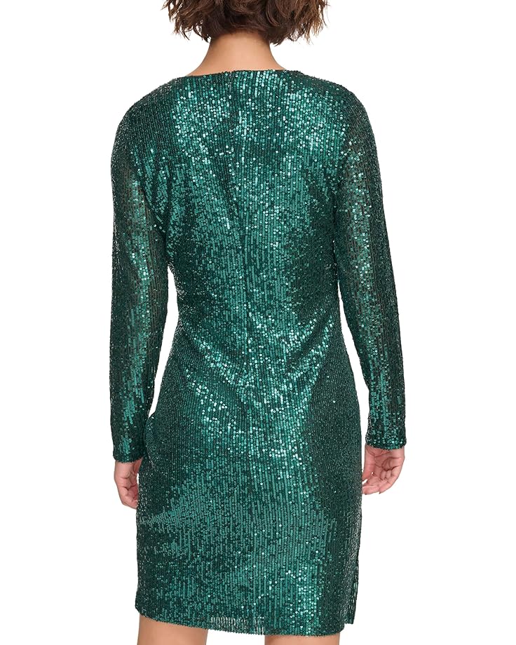 Платье DKNY Sequin Side Ruched Dress, цвет Emerald цена и фото